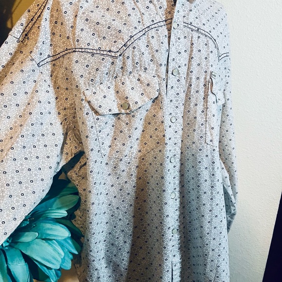U.S. Western Shirt White with Black Pattern Pearl Snap Buttons Size XL - Picture 2 of 9